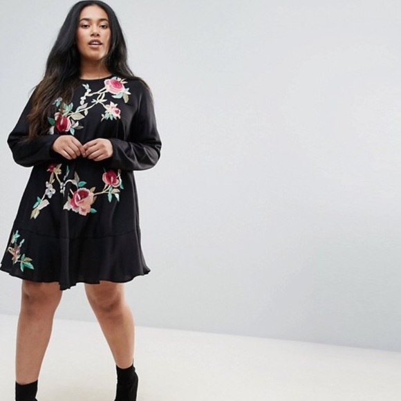 asos curve embroidered dress